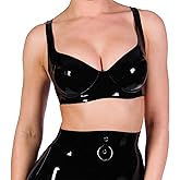 Black Latex Bra for Women,Handmade Natural Rubber Latex Underwear for Novelty Cosplay Club Wear