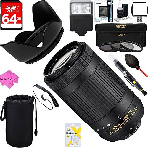 Nikon AF-P DX NIKKOR 70-300mm f/4.5-6.3G ED VR Lens (20062) + 64GB Ultimate Filter &amp; Flash Photography Bundle