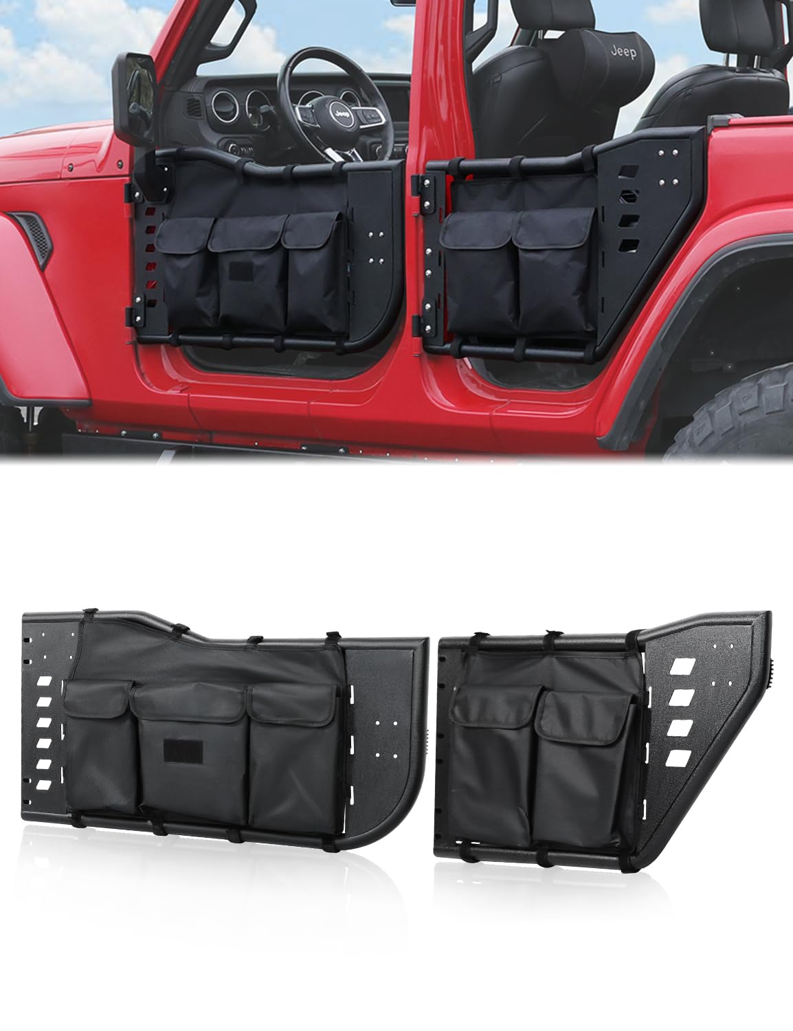 Photo 1 of Tube Half Doors Off Road Tubular Summer Doors Fit for Jeep Wrangler JL Unlimited | Gladiator JT 2018~2024 4-Door (excludeJK&2Door Models)| Front & Rear Doors 4PCS |Door Storage Bag
