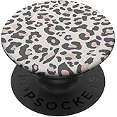 Chic Blush Pink & Gray Leopard Animal Print Pattern PopSockets Adhesive PopGrip