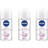 NIVEA Extra Brightening Flavor, Roll-On Deodorant, Alcohol-Free, 48HR Odor Protection, 50ml, 1.69oz, Pack of 3