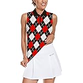 Soneven Womens Sleeveless Golf Shirt Moisture Wicking Athletic Golf Tank Top Printed Polo Tennis Shirts (XS-3XL)