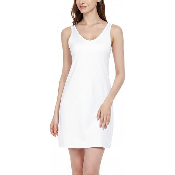 Velrose Women's Cotton Full Slips Soft for Under Dress Nightgown Loungewear  fits Casual Dresses - Wide Strap Full Slip with Narrow Scalloped Lace Trim  - Style 801 White at Amazon Women's Clothing store
