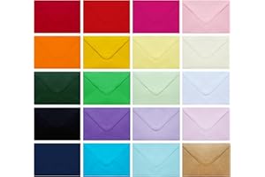 SYLROAL 60 Pack Colored Envelopes 4x6, Self Adhesive A4 Envelopes for Greeting Cards, Business Cards, Photos, Invitation Envelopes for Wedding, Baby Shower, Party (20 Colors, 4.45 x 6.34")