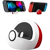 Antank Charging Stand for Switch 2, Switch, Lite & OLED, Small Cute Spherical USB-C Charging Dock Station, Portable Game Accessories & Desk Decor, Gift for Kids & Gamers (No TV Output), Red & White