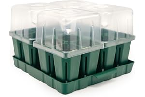 Vego garden Seedling Suite Products, 4 Pack Jumbo Seedling Trays with Seedling Tray Lids and 10" x 10" Bottom Watering Trays