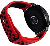 20mm Silicone Watch Band,Rubber Breathable Strap for S2 Classic SM-R732/SM-R735 Ticwatch E & Ticwatch 2 Vivoactive 3 (red-Black)