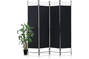 NCHANMAR Room Divider 4 Panels 6FT Room Divider Wall Folding Privacy Screens with Steel Frame Freestanding Partition for Home Office Bedroom,Gery