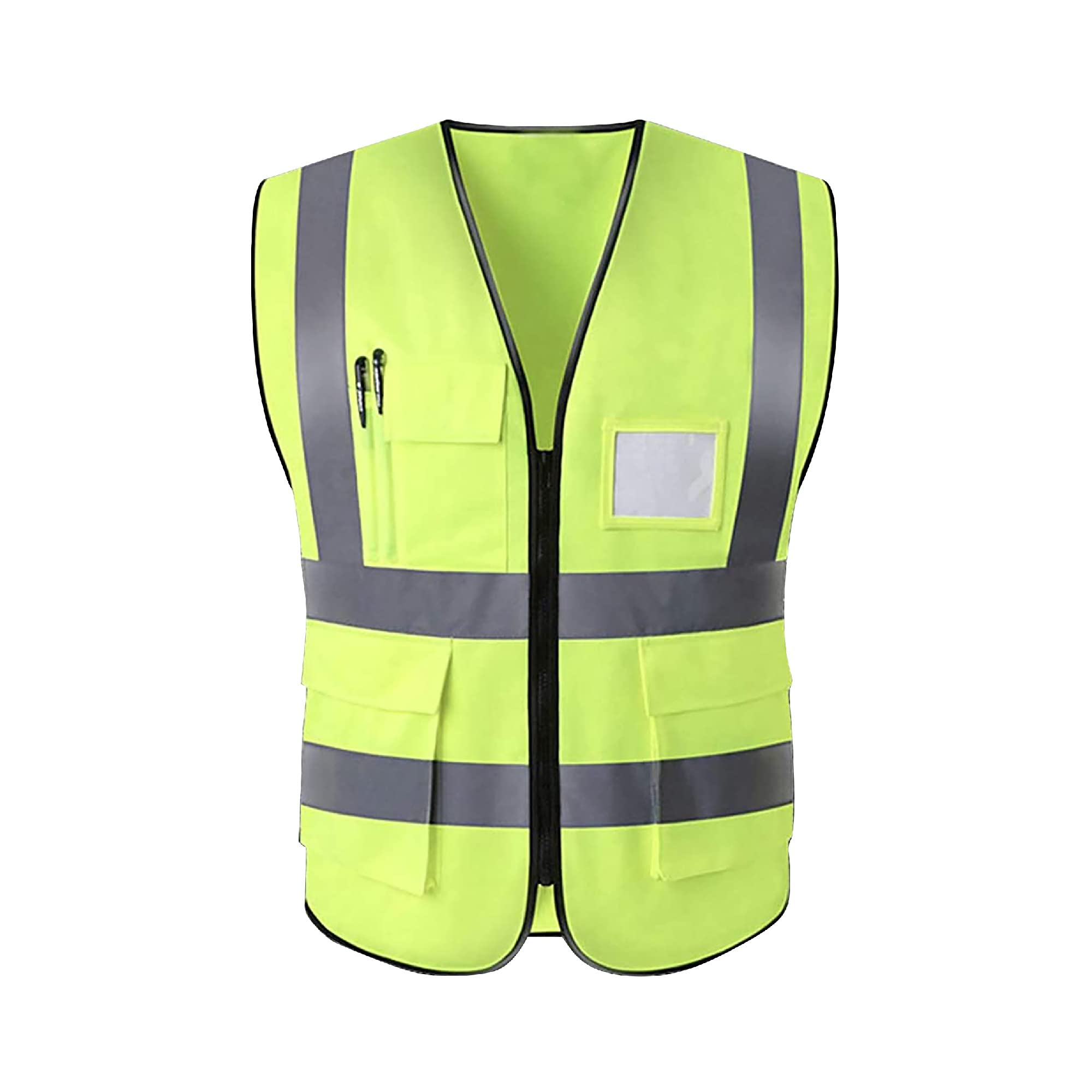 RMTL Hi Vis Viz High Visibility Reflective Safety Vest Waistcoats Jacket Workwear Zip Security Mobile Phone Pocket ID Holder (Extra-Large)