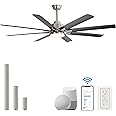 Sofucor 66 Inch Black Ceiling Fans with Lights and Remote, Indoor Outdoor Modern Smart Ceiling Fan with Reversible Quiet DC Motor, 6 Speed, 8 Blades for Living Room Bedroom Patios Balcony