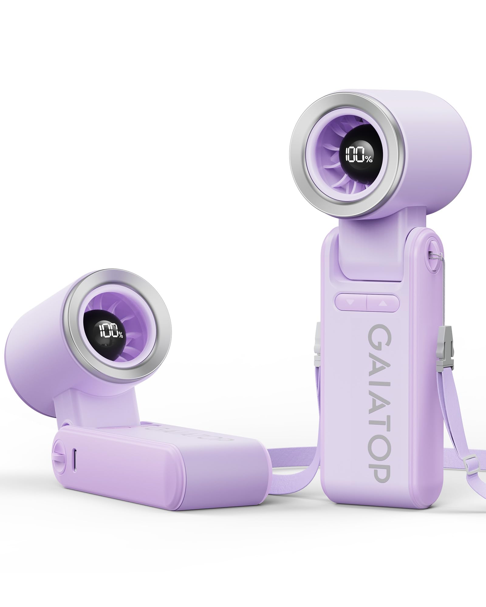 Photo 1 of Gaiatop Portable Handheld Mini Fan, 21 Working Hours 6 Speeds, Rechargeable Battery Operated, 180° Foldable with LED Display, Small Desk Personal Fan for Women Gifts Travel, Working- Purple