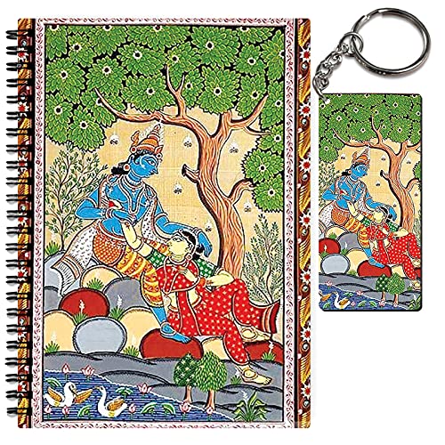 Color Empire Printed Notebook Diary n Keychain Combo | Radha Krishna Tribal Art | Unrulled Diary | A5 Notepad | Writing Journal | Personal Diary | Spiritual Notebook Color Empire Printed Notebook Diary n Keychain Combo | Radha Krishna Tribal Art | Unrulled Diary | A5 Notepad | Writing Journal | Personal Diary | Spiritual Notebook