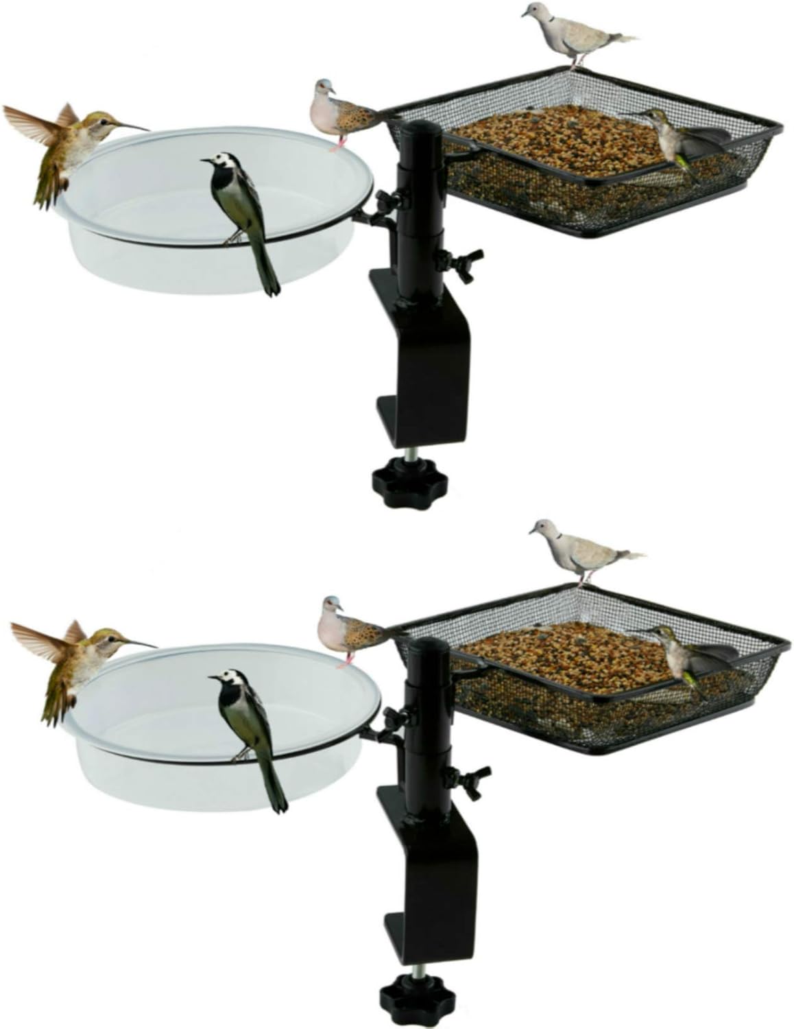 WOSIBO 2 Pack Deck Bird Feeders with Platform Metal Mesh
