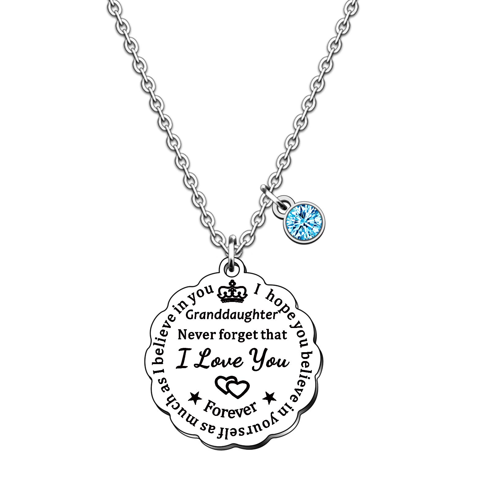 SMARGO Inspirational Granddaughter Necklace For Women Grils Birthday Christmas Xmas Jewellery Presents From Nana Grandma Grandad Grandparents