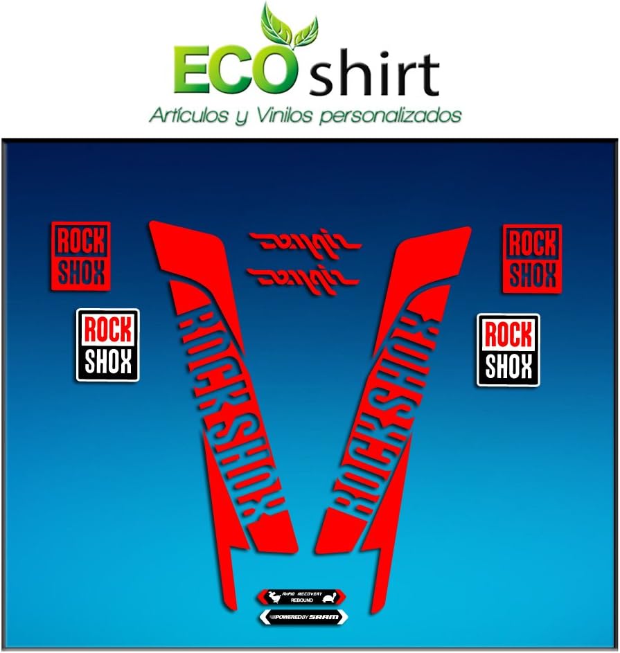 Ecoshirt PP-M8FL-ORTM Fork Stickers Rockshox Domain Am37 Stickers Aufkleber Decals Adesivi Bike BTT MTB Cycle, Red 26" and 27.5"