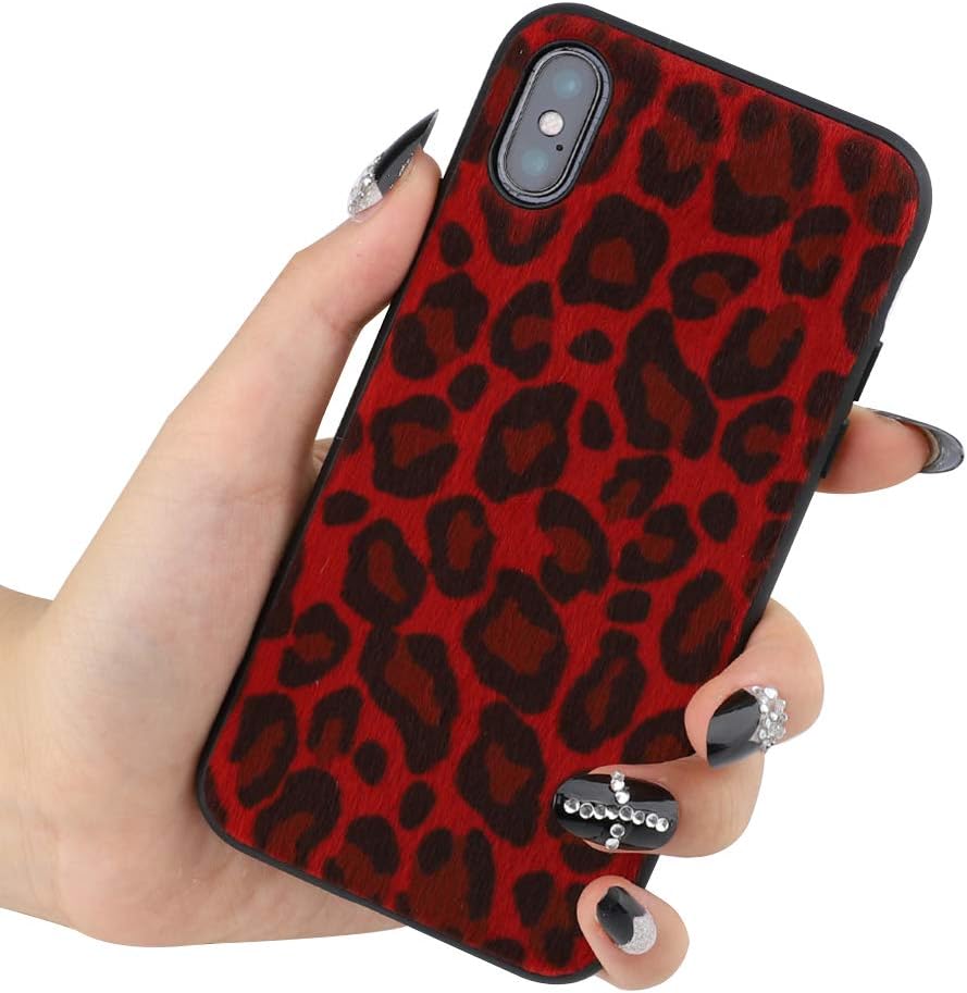 Case for iPhone 7/8 iPhone SE 2020 Protection Case Super Cute Leopard Print Gel Skin TPU Case, Ultra Slim Flexible Soft Rubber Shell Shockproof Rubber Shell Funcky Back Bumper Case Cover Red