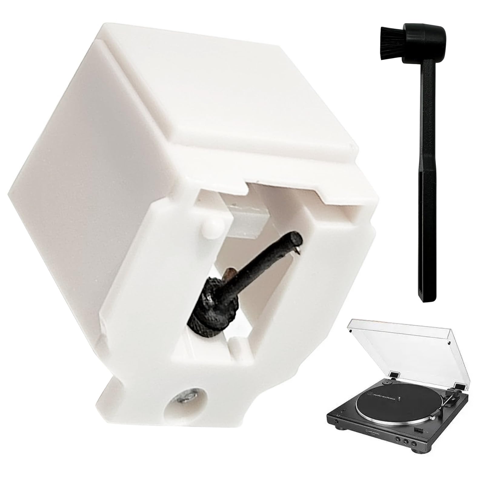 LOEPENLE 1 Pack ATN3600L Replacement Stylus Compatible with Audio-Technica Models AT-LP60X, AT-LP60XBT and AT-LP60XBT USB Turntable,Record Player Needles with Stylus Cleaning Brush