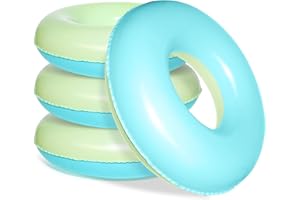 ShinyRelief 4 Pcs Inflatable Pool Floats for Adults Pastel Inner Tubes Macaron Pool Rings Floaties for Birthday Beach Swimming Shower Bachelorette Party Decorations(Blue,Yellow,28inch)