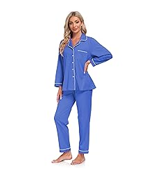COLORFULLEAF Women's 100% Cotton Long Sleeve Pajama