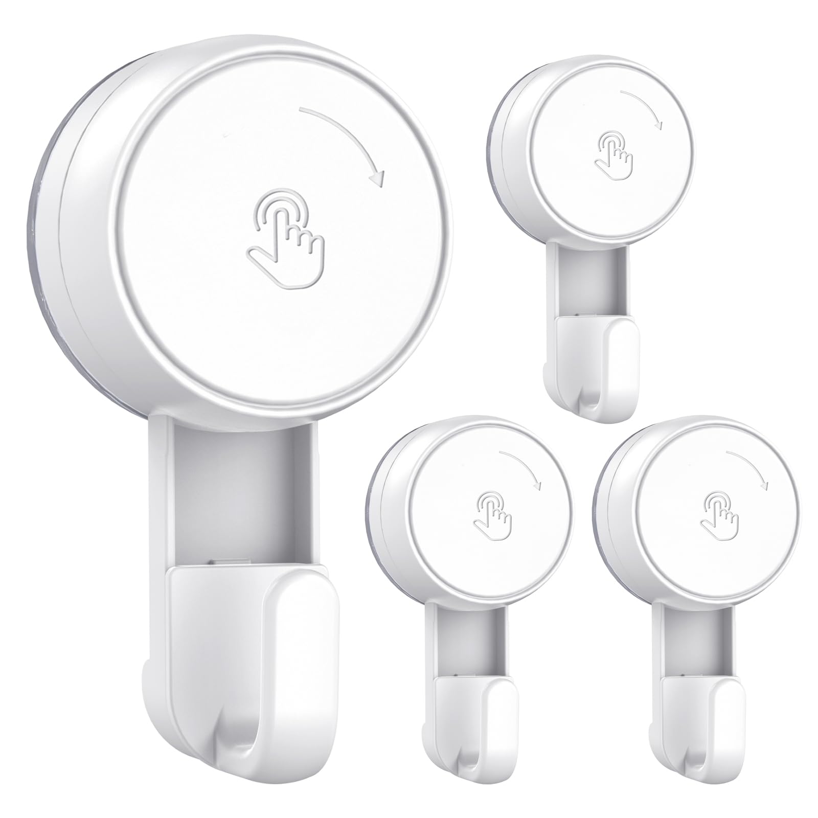 Luxear Powerful Vacuum Suction Cup Hooks - Heavy Duty Kitchen Shower Holder for Towel Loofah - White Waterproof Suction Holder - for Bathroom Kitchen Restroom (4Pack)