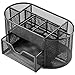 Halter 2 Piece Steel Mesh Desk Drawer Organizer Set, Cute Pen Holder for Desk, Office and Desk Organizer, Supplies Accessories Tray, Small Desktop Organizers, Mini Shelf Drawers Storage Decor, Black