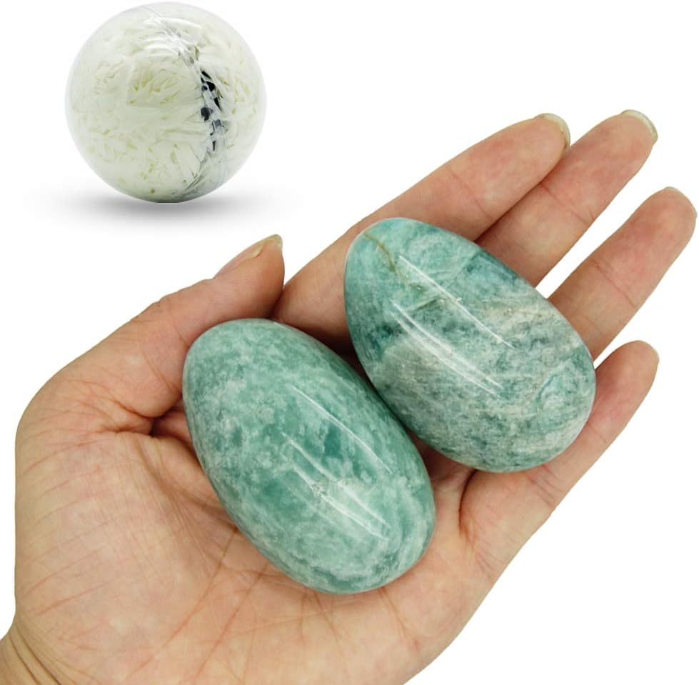 Indoor Fountains & Accessories - Orientrea Amazonite Palm Stone-2 Pcs Amazonite Stone Pocket Energy Stone, Smooth Healing Crystal Worry Stone