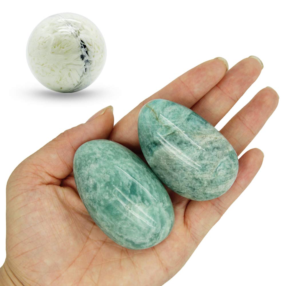 Amazonite Palm Stone – 2 Pcs Polished Natural Crystal Worry Stones for Pocket, Collection & Decoration