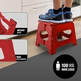 KEPLIN 9 Inch Heavy Duty Folding Step Stool Red Non-Slip Portable view 6