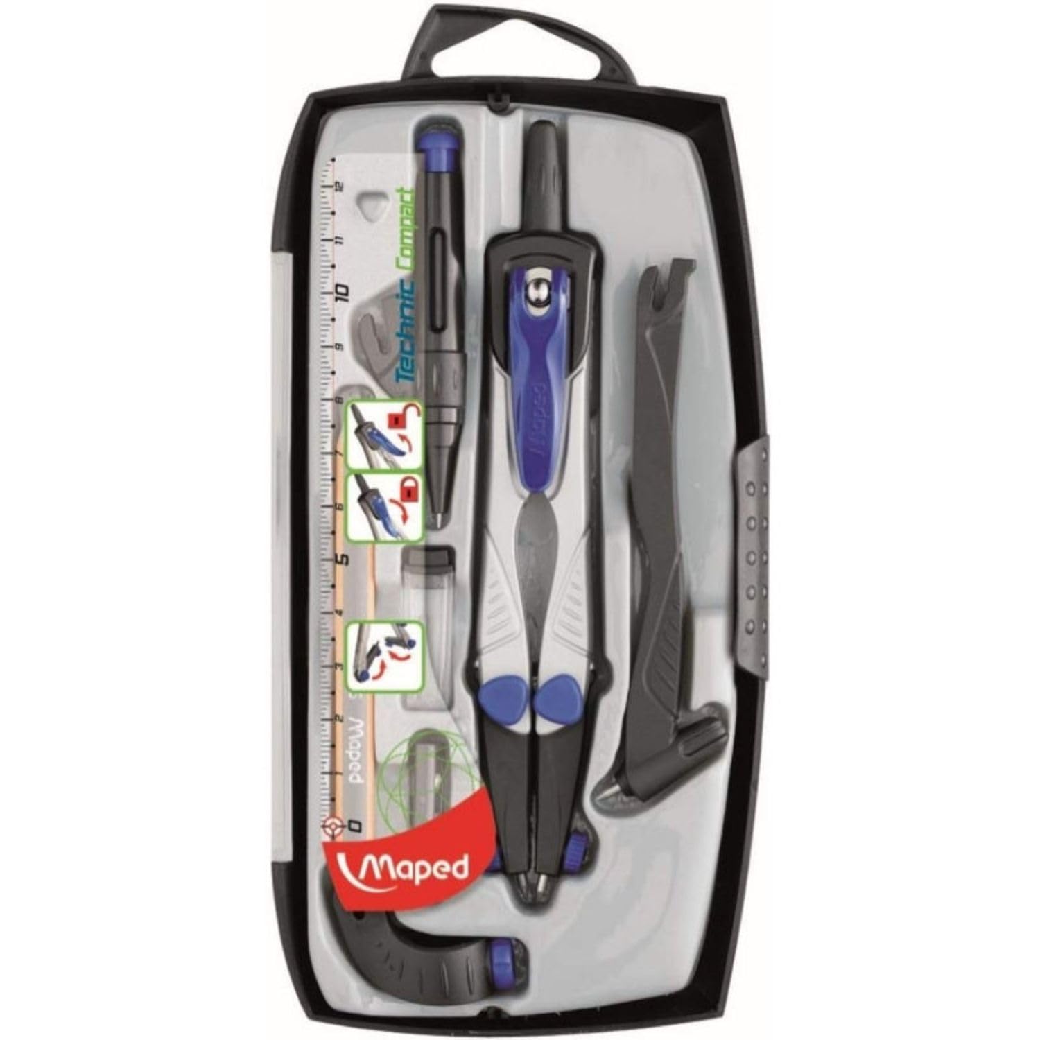 Maped Technic Compact Compass Case (7 Pieces)