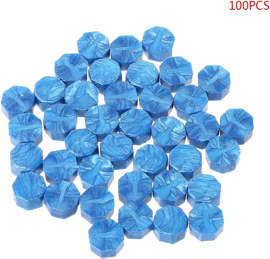 JIAY Pack of 100 Retro Octagonal Wax Seal Envelopes for DIY Decoration, Multi-Coloured Stamps Sky Blue