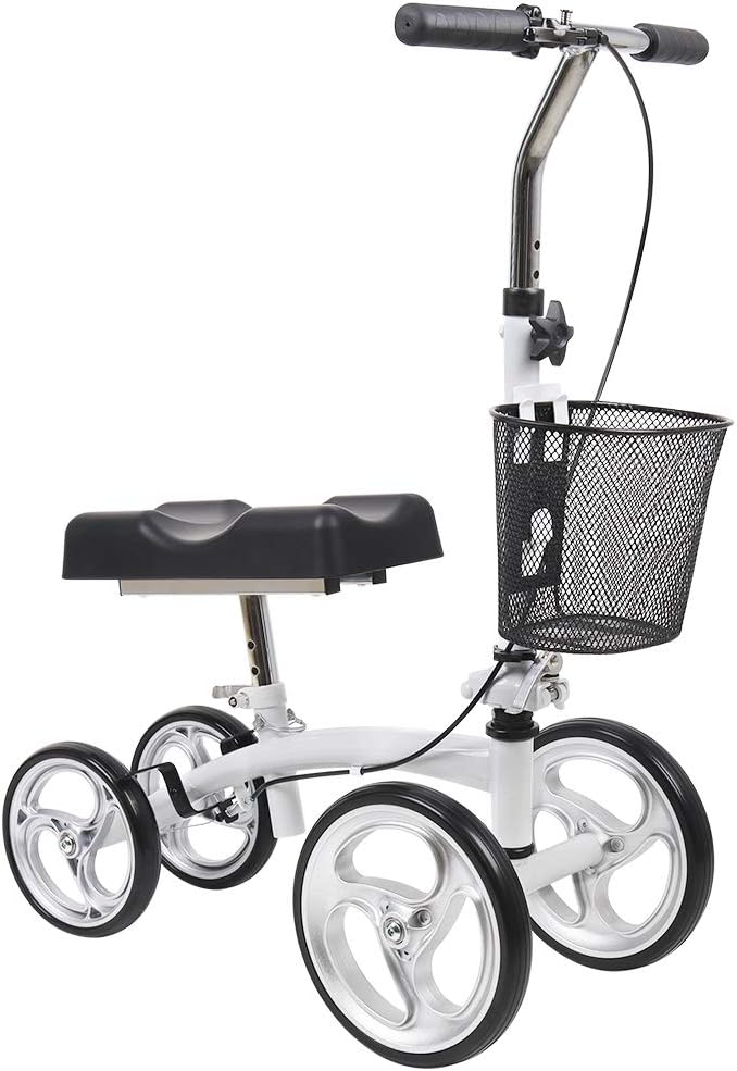 Give Me Small Adult Knee Scooter Kids Knee Walker Steerable Pediatric Crutch Alternative with 10” Front Wheels in White…