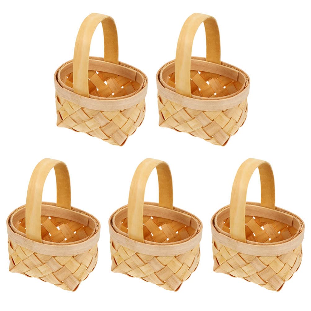 Photo 1 of DOITOOL 5Pcs Miniature Woven Baskets for Organizing Candy Packaging Small Handwoven Storage Baskets with Handle for Rustic Wedding Party Favors Home Craft Decor