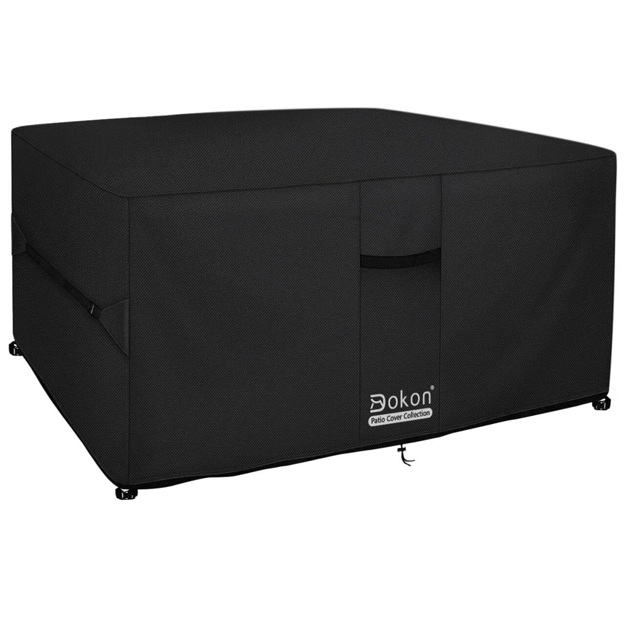 Dokon Cube Garden Furniture Covers Waterproof Windproof Anti-UV Heavy Duty Outdoor Table Cover with Air Vents, Rattan Cube Cover (125x125x74cm) Black