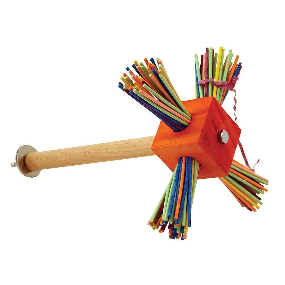 PARROT ESSENTIALS Party Spinner Parrot Perch and Spinning Toy - Colourful Parrot Toy Activity - Encourages Mental, Physical Exercise - Non-Toxic Bird Toys for Budgie, Conure, Lovebird, Other Pet Birds