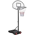 Yaheetech Portable Basketball Hoop for Kids Outdoor Basketball Goals Indoor Basketball Court Youth Adjustable Basketball Stand 6.4-8.2ft Height Adjustable, Black/Red