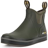 Kalkal Men's Deck Boots Anti-Slip Saltwater Fishing Rain Boots with Memory Foam, Waterproof Rubber Ankle Work Boots for Sailing (Size 7-14)