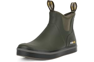 Kalkal Men's Deck Boots Anti-Slip Saltwater Fishing Rain Boots with Memory Foam, Waterproof Rubber Ankle Work Boots for Sailing (Size 7-14)