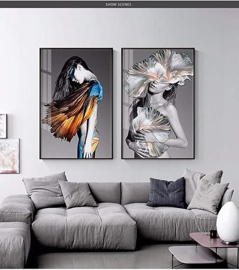 Linshel Peinture Sur Toile Moderne Noir Et Blanc Sexy Femme Charmant Beaute Peinture Toilette Bar Bar Decoration Maison Art Poster Mural Photo Sans Cadre 60 90 Cm Amazon Fr Cuisine Maison