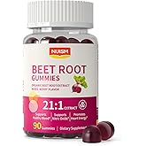 NUISM Organic Beet Root Gummies, Mixed Berry Flavor Supplements,Natural Extract, 21:1 Concentrate, Sugar Free Chews, Energy, Vitality & Performance Support, Beetroot Gummies