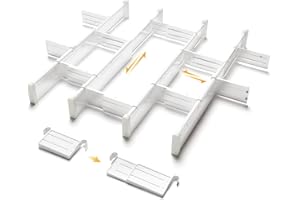 HiYZ Expandable Drawer Dividers with Inserts, Large Kitchen Utensils Drawer Divider, 2.36" High Adjustable Drawer Organizers Separators for Clothing,Kitchen Utensils,Tools,4 Dividers with 8 Inserts