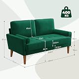 Vesgantti Small 2 Seater Sofa Green Velvet with Wood Legs view 2