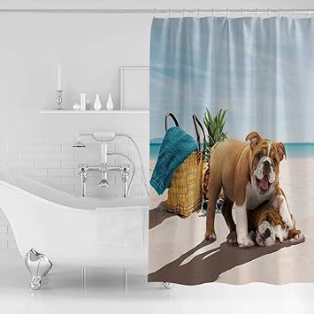 N / A Netter Tierstrand-Badezimmer-Dekor-wasserdichter Duschvorhang für