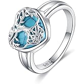 CRMAD Tree Of Life Ring For Women Sterling Silver Turquoise Ring Tree of Life Jewelry Gift for Women