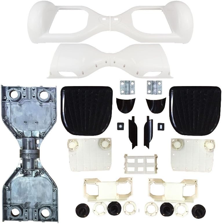 HoverFixer Replacement Aluminum Frame & Plastic Shell Case Housing Cover with LED, Rubber Sensor Foot Pedal, Indicator Cover for Electric Self Balance Scooter, DIY Repair Body (White)