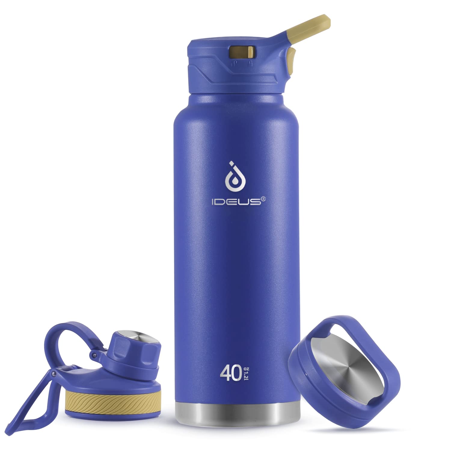 IDEUS Vacuum Insulated Water Bottle 1140ml/40oz, Leak-Proof Stainless Steel Water Bottle, Double Wall Flask, Metal Sports Canteen with 2 Lids — image 1