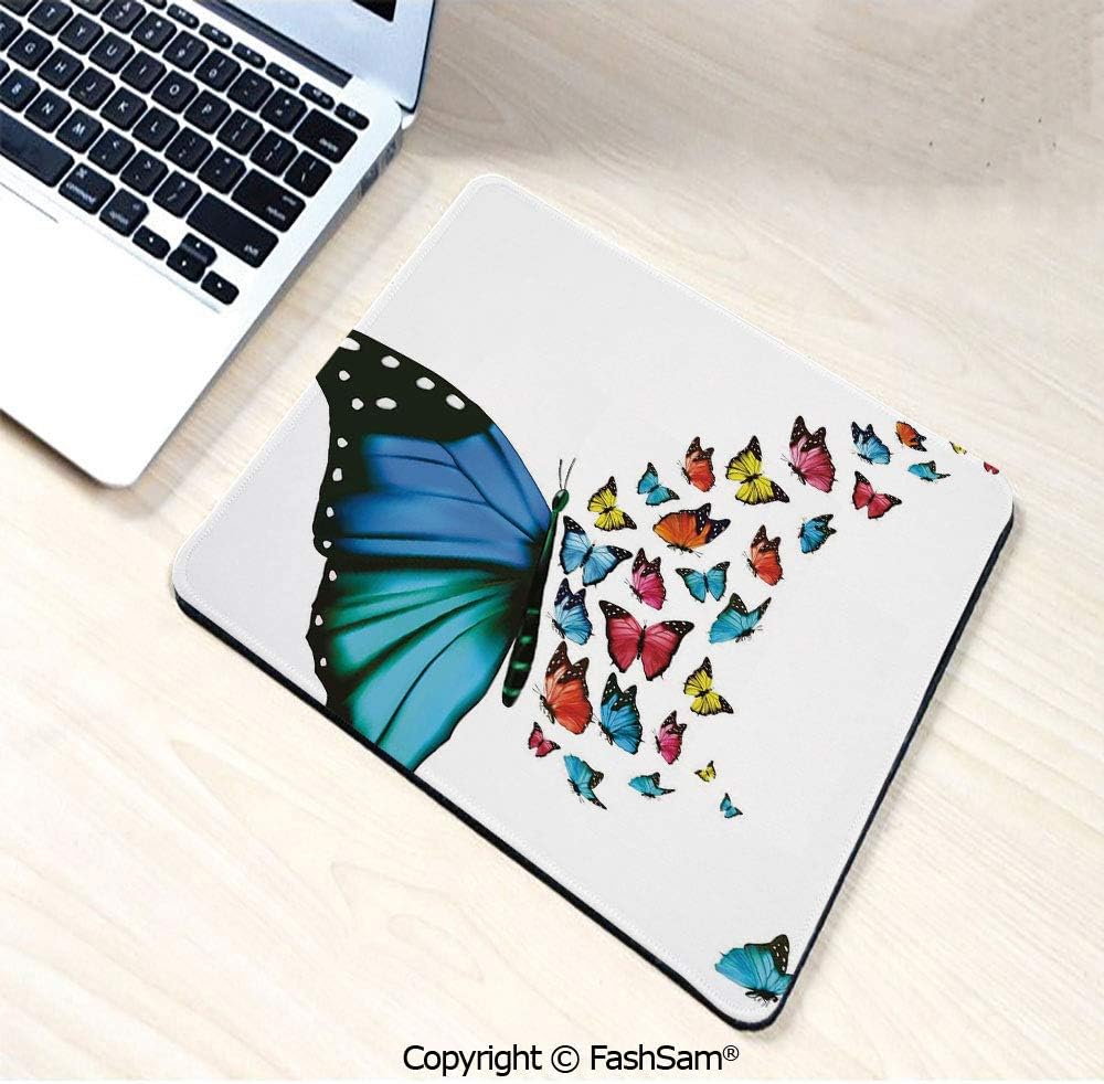 Desk Mat Mouse Pad Creative Conceptual Artwork Monarch Wings Colorful Realistic Natural Wildlife for Office(W9.85xL11.8)