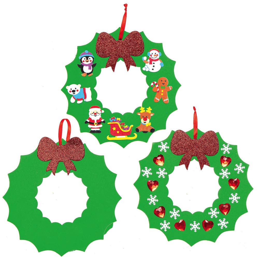 Baker Ross AX501 Foam Rubber Wreaths Craft Set for Children - 10 Pieces, Festive Creative Sets and Craft Supplies for Crafts and Decorating at Christmas Time