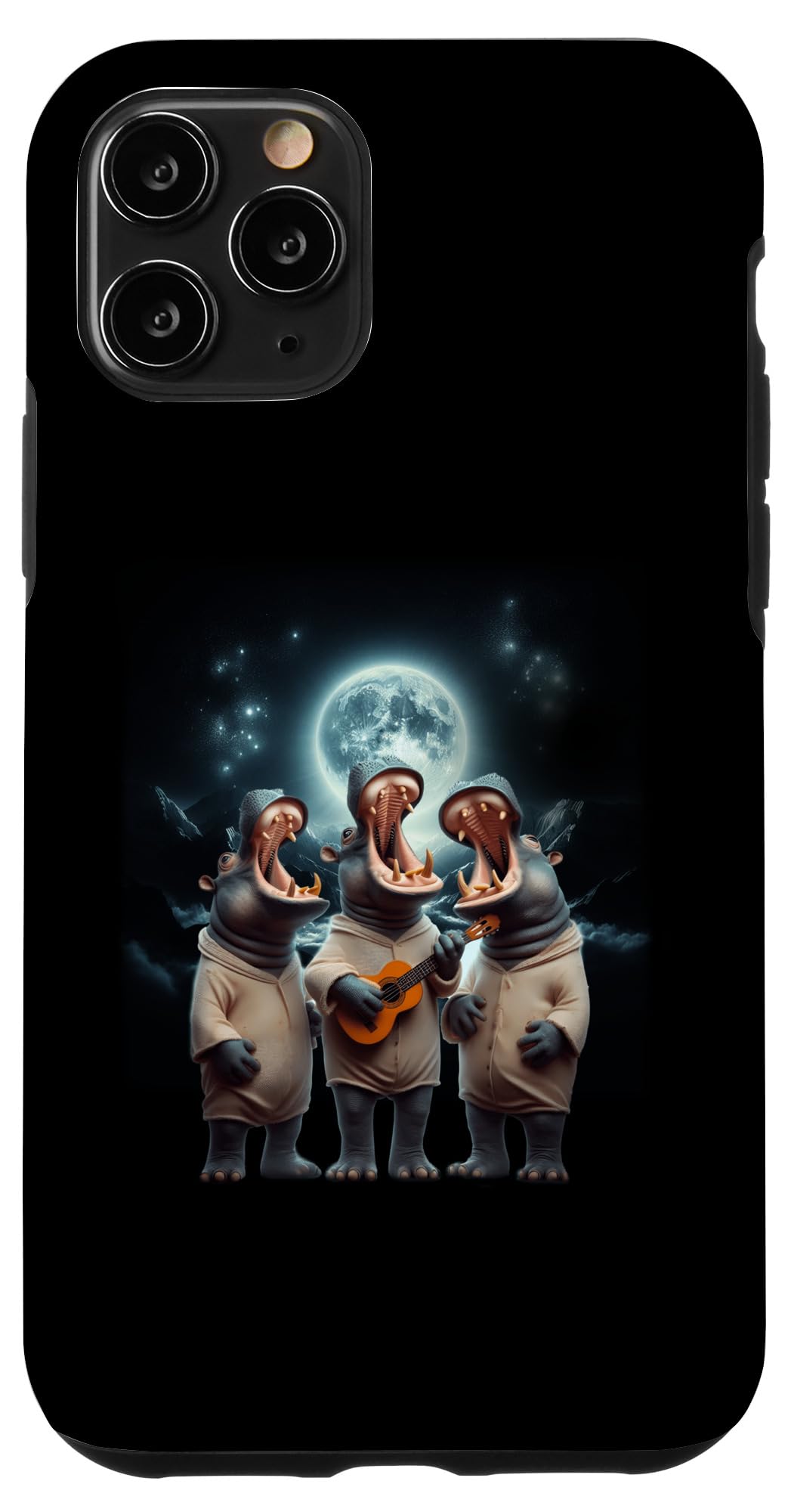 iPhone 11 Pro Three Hippo Howling At Moon Funny Hippo Lovers Costume Case