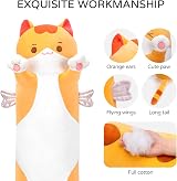 Mewaii 20in Long Cat Plush Pillow Orange Plushie Sleeping Hugging Toy view 2
