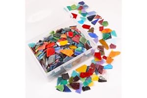 BUENOARTE Mosaic Tiles Stained Glass, 2 Pounds Vibrant Mixed Glass Mosaic Tiles Pieces, Mosaic Crafts Supplies for Home Decoration, DIY Crafts or Picture Frames (Mixed Color)